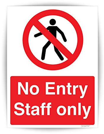 Pack of 5 No Entry Sign Sticker (150 x 200 mm) Self Adhesive Waterproof Staff Only Sign Stickers for Business, Hotel, Hospitals Sara Prints®