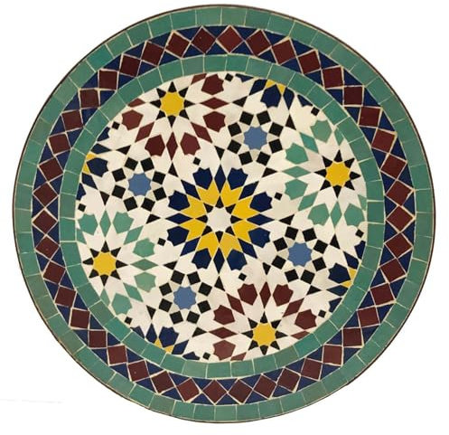 Casa Moro Terrassbord runt – kakellbord, trädgårdsbord, mosaikbord | balkongbord, sidobord från Marrakech Marocko Ø 45 cm