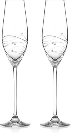 DIAMANTE Swarovski Sektgläser Proseccogläser mit Spirale, handgeschliffen, verziert mit Swarovski-Kristallen