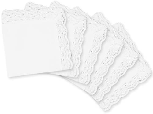 6 Stück Damen-Baumwolltaschentücher, 60er-Jahre-Frauen-Spitzen-Weiß-Taschentücher, weich, fest, rein