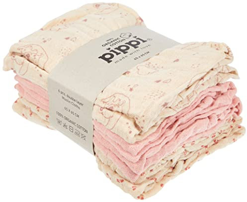 Pippi 6er Pack Unisex Baby Stoffwindel/Spucktuch/Mullwindel 65x65