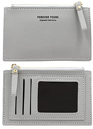CiciIng Geldbeutel Damen, Geldbörse Damen, Multi-Slot PU Leder Portemonnaie Kleine Brieftasche Geldbörse für Damen und Herren (Grau)