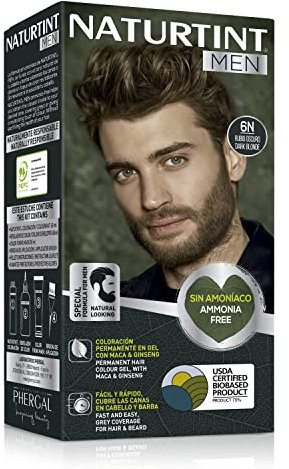 Naturtint Men Biobasiert | Ammoniakfreie permanente Färbung für Männer | 100% graue Haare & Bartfärbung | Natürliche & lang anhaltende Farbe | Natürliche Inhaltsstoffe | 6N Dunkelblond…