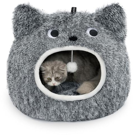 CATISM Katzenhöhle Katzenbett Waschbar Katzenschlafplatz für Katzen Cute Moster Plüsch Haustier Katzenkopfkissen Katzenhaus Katzenkissen Flauschiges Kätzchen Welpen Kuschelbett Haustierbett
