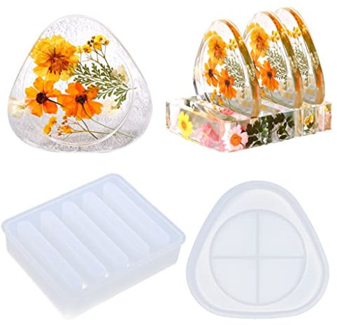 CASNO Silikonform, Epoxidharz-Untersetzer-Formen für dreieckige runde Silikonformen, Bastelarbeiten, Ornament-Werkzeug für DIY-Harz-Kunstwerke, Heimdekoration