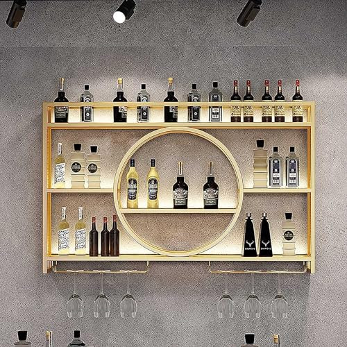 Taifuan An der Wand montiertes Weinregal mit Weinglashalter – modernes, an der Wand montiertes Weinpräsentationsregal aus Metall – Bareinheit, Wand-Weinpräsentationsregale, Bar-Aufbewahrungsregal,