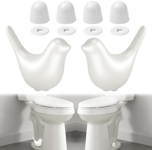 MENNTY 2Packs Ceramic White Birds Toilet Bolt Covers & 4Packs Universal Toilet Bolt Caps, Cute Bathroom Decorative Toilet Floor Screw Cover Caps Easy Installation
