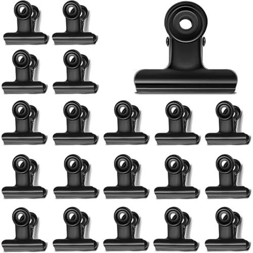 20 clip a forma di bulldog, metallo cerniera clip file morsetti,22 mm mini clip per foto, clip per raccoglitori, per etichette borse, negozi, ufficio e cucina di casa,nero