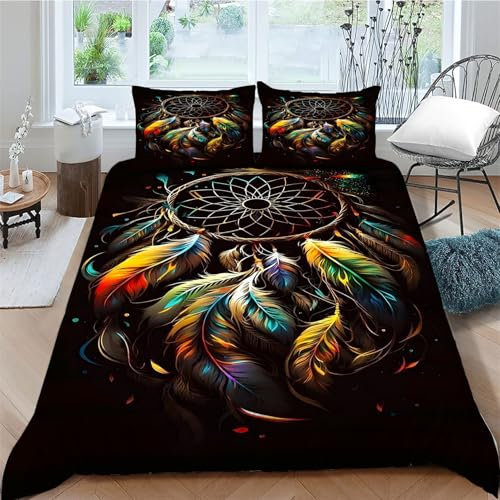 TMMDH Bettwäsche Set Bettbezug 140x200 Weich Bequem Atmungsaktiv Hypoallergen Mikrofaser Bettbezüge und 2 Kissenbezug, für Teenager-Schlafzimmer-Dekor（TraumfäNger