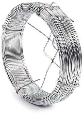 Wiltec Gartendraht Ø 1,5 mm, Wickeldraht 50 m, Bindedraht Stahl verzinkt, Pflanzendraht mit Abrollspinne, flexibler Basteldraht vielseitig