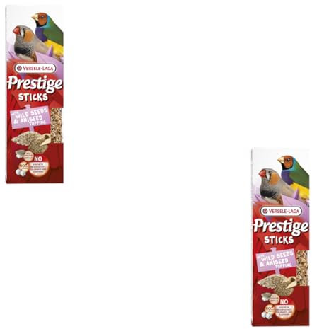 Versele-Laga Prestige Sticks - Pájaros paseriformes pequeños con Semillas Silvestres y anistopping | Paquete Doble | 2 x 60 g | Snack para pequeños gorriones | Sin conservantes sintéticos