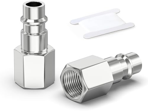 GASHER 2PCS 1/4 BSP Quick Connect Air Plug | Female Thread Euro Compressor Fitting for Air Hose Line Quick-Connect Systems