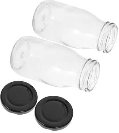 Alipis 2piezas Botellas De Vidrio Reutilizables Tapa De Para Leche Yogur y Jugos Contenedores De Bebidas Prácticos y Airtight