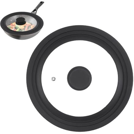 Coperchio Universale per 28/30/32cm Diametro, Coperchi Vetro Temperato con Bordo Silicone & Foro Vapore, Coperchi Padella Resistente Calore, Coperchio Universali per Padelle, Pentole, Pentola (Nero)