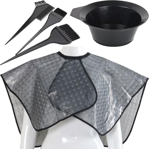 Aswewamt 5Pcs Hair Dye Bowl and Brush Kit Hairdressing Cape Double-Sided Coloring Comb Hair Salon Hairdressing for Women Men