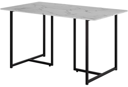 Vicco Esstisch Merido, Schwarz/Marmor-Weiß, 140 x 80 cm | für 4 Personen geeignet, pflegeleichte Oberfläche