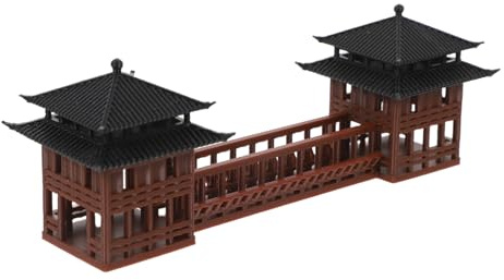 GLEAVI Chinese Miniature Pavilion Model Bridge and Rockery for Zen Garden Decor Architectural Landscape Accessory