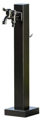 Fontana da Giardino Esterno in Acciaio Inossidabile, Con Attacco Laterale Compatibile, Antigelo Fontanella a Colonna Moderna con Rubinetto a Doppia Uscita(60 * 14 * 14cm/23 * 5 * 5in)