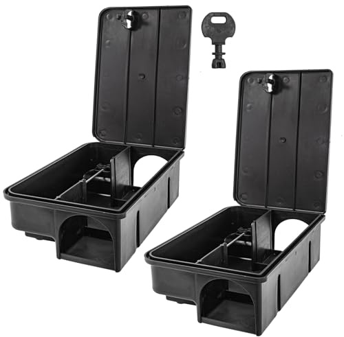 2X Köderstation Ratten Mäuse Köderbox Garten Mausfalle Rattenköderbox Box Rattenfalle Kinder- Haustiersicher Rattenköderstation Mäusebox Koederbox Gift Petigi