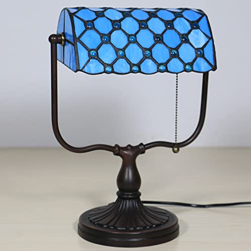 Lampada da banchiere, Lampada Blu Viola, Lampada da Tavolo in Vetro colorato, Studio da Ufficio Lettura Pianoforte Accento Scrivania Luce da Biblioteca, Lampada da Comodino Camera da Letto, Base in