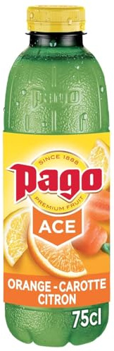 PAGO – Jus Frais d’Orange, Carotte et Citron, Saveur Vitaminée et Texture Naturelle (Bouteille 75cL) - Lot de 4 - vendu par Lot