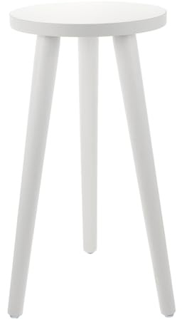 LOORGVEL Soporte de Madera para Macetas de Interior, Mesa Macetas Redonda de 20 Cm Diámetro y 42 Cm Altura, Soporte para Plantas Suculentas en Salón, Balcón y Jardín, Patas de Pino white
