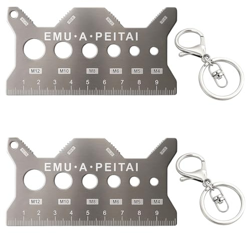 Thread Gauge Metric and Imperial, 2 Stainless Steel Double-Sided Bolt Gauge Cards with 2 Lobster Clasps, High Precision Thread Pitch Gauge Tool for Mechanics, Engineers, DIY Projects