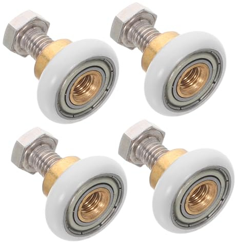 Didiseaon Lot de 4 Roulettes de Porte de Bain pour Porte en Verre de Salle de Bain, Nylon et Métal, Charge Élevée, Nettoyage Facile