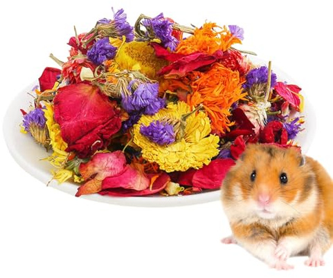 Sängkläder för hamster, naturliga torkade blommor gerbil-sängkläder, inhägnad livsmiljödekor för kaniner gerbils eller andra små djur, hamsterfoder