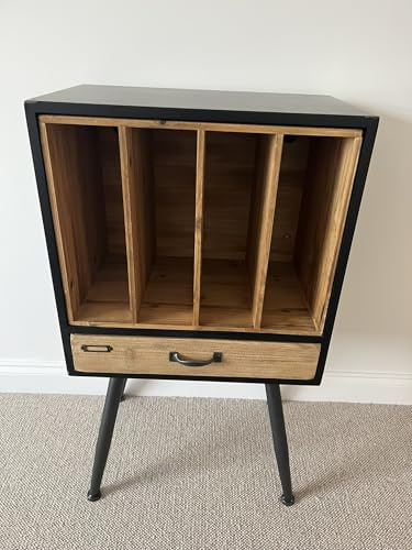 My Square Mile Mid Century Vinyl Record Player Display Stand | Wooden, Turntable Furniture, Storage Unit, Cabinet