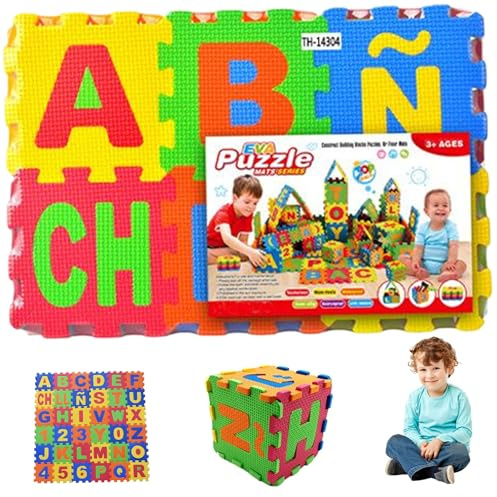 Rompecabezas de Laberinto, Alfombra de Rompecabezas de 36 Azulejos, tapete de Espuma EVA para bebé de 31x31 para Piso Entrelazado, tapete de de Espuma del Alfabeto español para Jugar y h