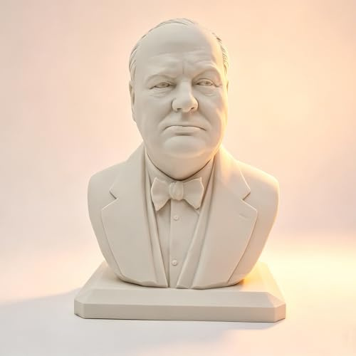 Womeet Winston Churchill Bust Talking Churchill - Escultura de estatua de Churchill, primer ministro del Reino Unido, modelo de impresión 3D, figuras blancas, decoración de escritorio, regalo político