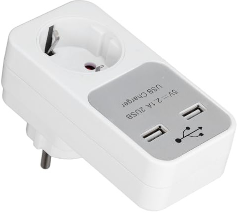 Aramox Adattatore per Presa con 2 Porte di Alimentazione USB, Adattatore per Spina da Viaggio per PC 5 V 2,1 A, Protezione da Sovratensione per Sovraccarico da Cortocircuito, per Ricarica in Ufficio