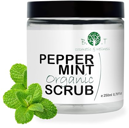 Beste ORGANIC Peeling 200g - Erfrischende Pfefferminze- 100% Epsom Bittersalz mit Jojobaöl, Avocadoöl, Safloröle und Bio Pfefferminze Ätherisches Öl