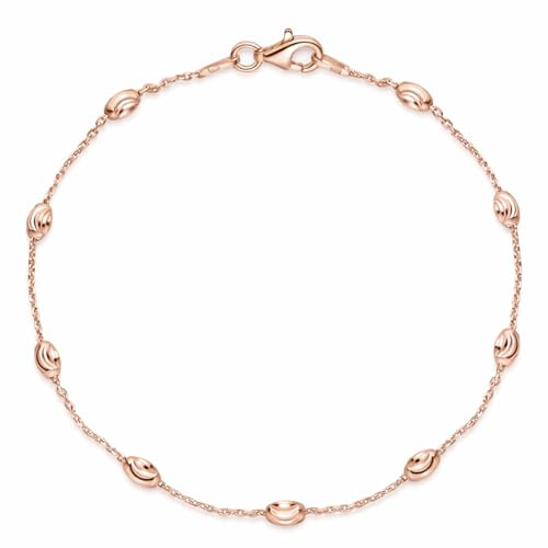 Materia Damen Rosegold Armband Armkette 925 Sterling Silber Kugel vergoldet diamantiert 19cm in Etui SA-68