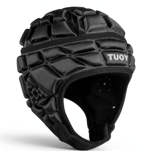 TUOY Football Helmet for Youth & Adult, Breathable Soft-Shell Padded Headgear, Adjustable Head Protector for 7v7 Rugby, Flag Football and Contact Sports