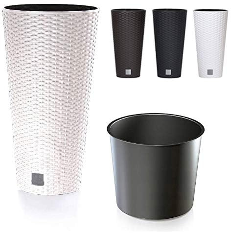 Blumenkübel Blumentopf Übertopf Rattan Optik Pflanzkübel mit Einsatz Rato Vase (250 Anthrazit)