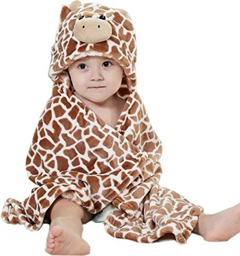 Hilmocho Asciugamano con Cappuccio per Bambini Coperta con Cappuccio in Pile Corallo Swaddle Wrap Animale in Stile per Bambino Piccolo