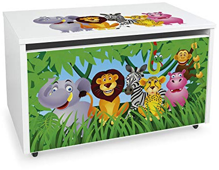leomark Blanco Caja de madera banco con almacenamiento para juguetes con Asiento, Baúl de juguetes sobre ruedas, Dim: 71 cm x 40 cm x 46 cm/WxDxH/ (ZOO)