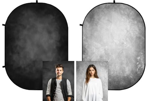 Kate 1.5x2m Schwarz/Grau Falthintergrund Fotografie Faltbarer Studio Hintergrund Faltender Hintergrund für Professionelle Studio Portrait Requisiten