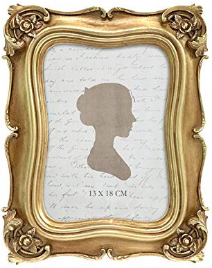 Sunlit Vintage Picture Frame 5x7 Inch, Luxury Antique Photo Frames with Glass Front, Photo Display, Tabletop Wall Hanging, Gold