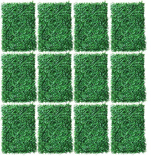 ROMYIX 12 pezzi di legno di bosso artificiale parete stuoia erba recinzione prato fondo 60 x 40 cm