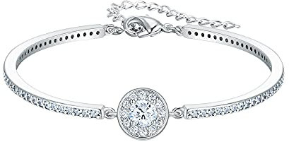EVER FAITH Damen Armkette Hochzeit wunderschöne weiße CZ Birthstone Geburtsstein Solitär Armreif Armband für Mädchen