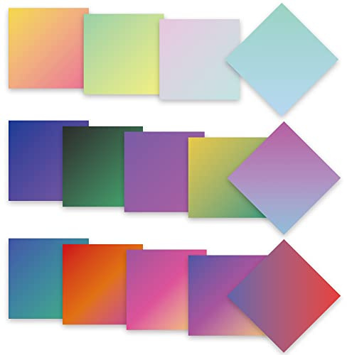 LUCKIGUCK Infusible Transferpapierbögen, einfarbig, Farbverlauf, vorgedrucktes, gefärbtes Sublimationspapier, 30,5 x 30,5 cm, zum Aufbügeln auf T-Shirt und Tasse, 14 Stück