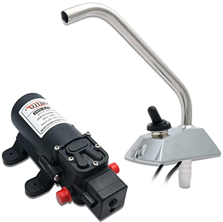 TOTMOX RV Wasserpumpe, 12 V elektrische selbstansaugende Pumpe mit 360 ° Drehventil, 35 PSI 3,5 Amp, 4,3 LPM, geeignet für RV Marine Yacht Caravan Küche Badezimmer