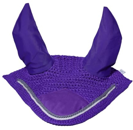 Spire Velo suave de ganchillo transpirable de algodón para las orejas, máscara de control de moscas de caballo, capó protector (matrimonial, morado/negro-blanco)