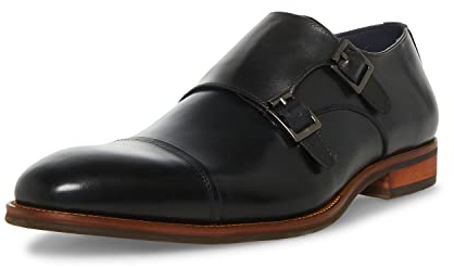Steve Madden Teon Monk-Strap loafer för män, svart läder, 12,5 UK, Svart läder, 46 EU