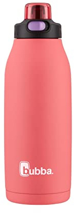 Bubba Radiant Stainless Steel Water Bottle with Push-Button Straw Lid 40oz., Straw Electric Berry Rubberized