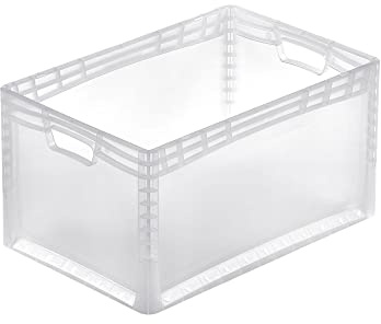 PROREGAL Transparenter Eurobehälter LightLine mit offenem Griff | HxBxT 32x40x60cm | 66 Liter | Eurobox, Transportbox, Transportbehälter, Stapelbehälter
