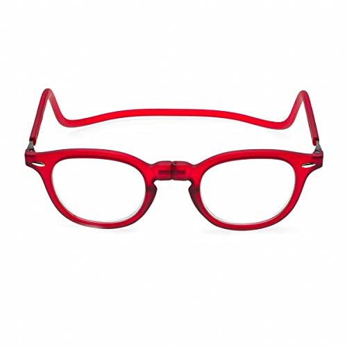 Contacta, Lock Lesebrille für Damen und Herren, Brille mit Magnet, starrem Kragen und verstellbaren Stangen, Farbe Rot, Dioptrien +3,50, Packung mit Brillenhalter, 33 g